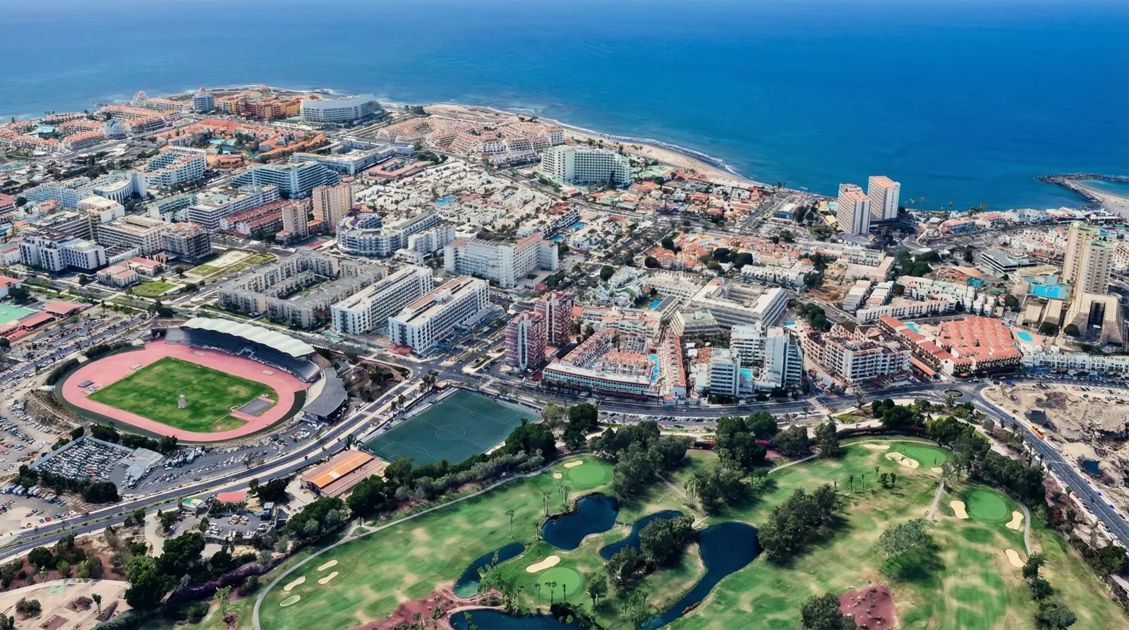 Aereal view Playa de Las Americas