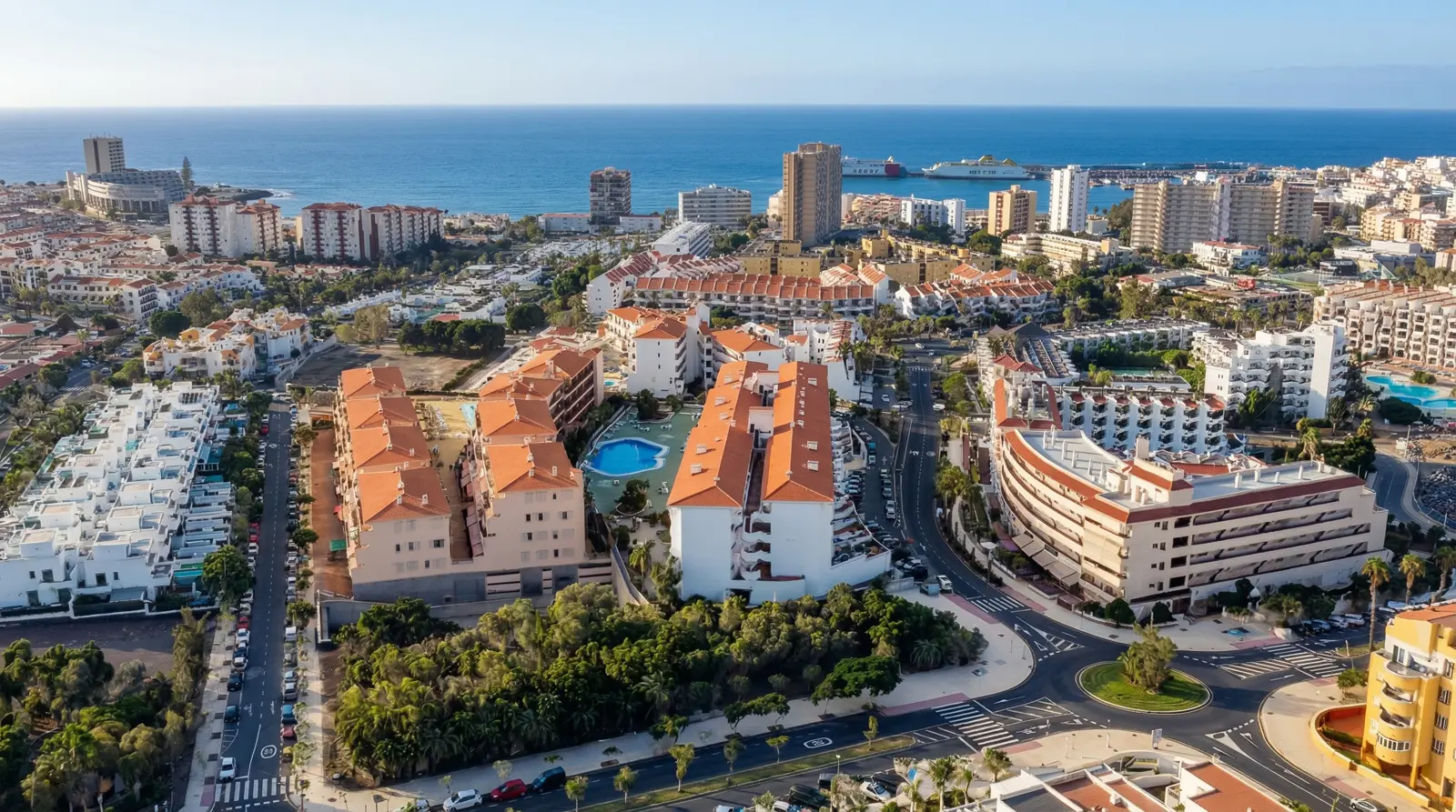 Aereal view of los cristianos neighborhood