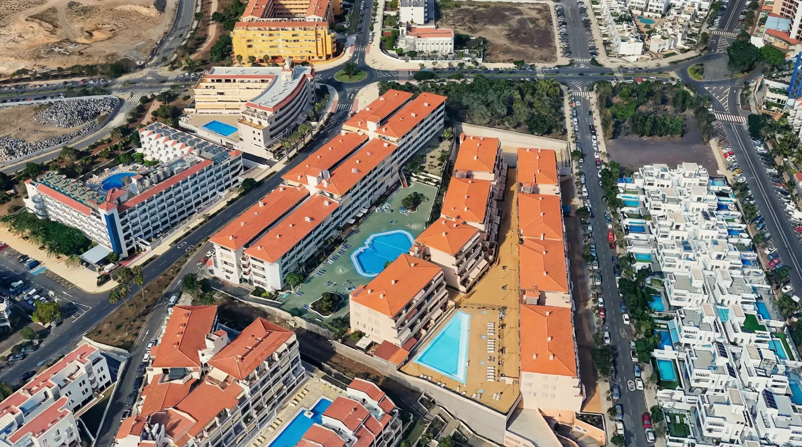 Aereal view of los cristianos neighborhood